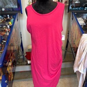 NWT Treasure & Bond Side Ruching Sleeveless Dress, Size 2X Color Pink